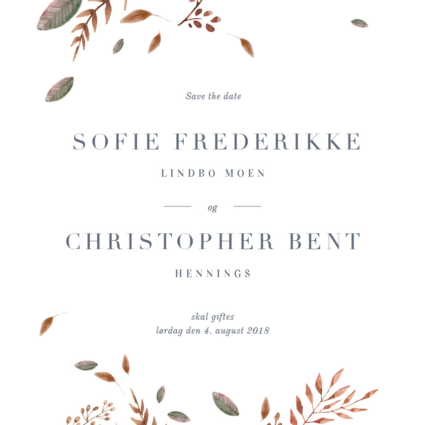 Invitationer - Sofie Frederikke og Christopher Efterår